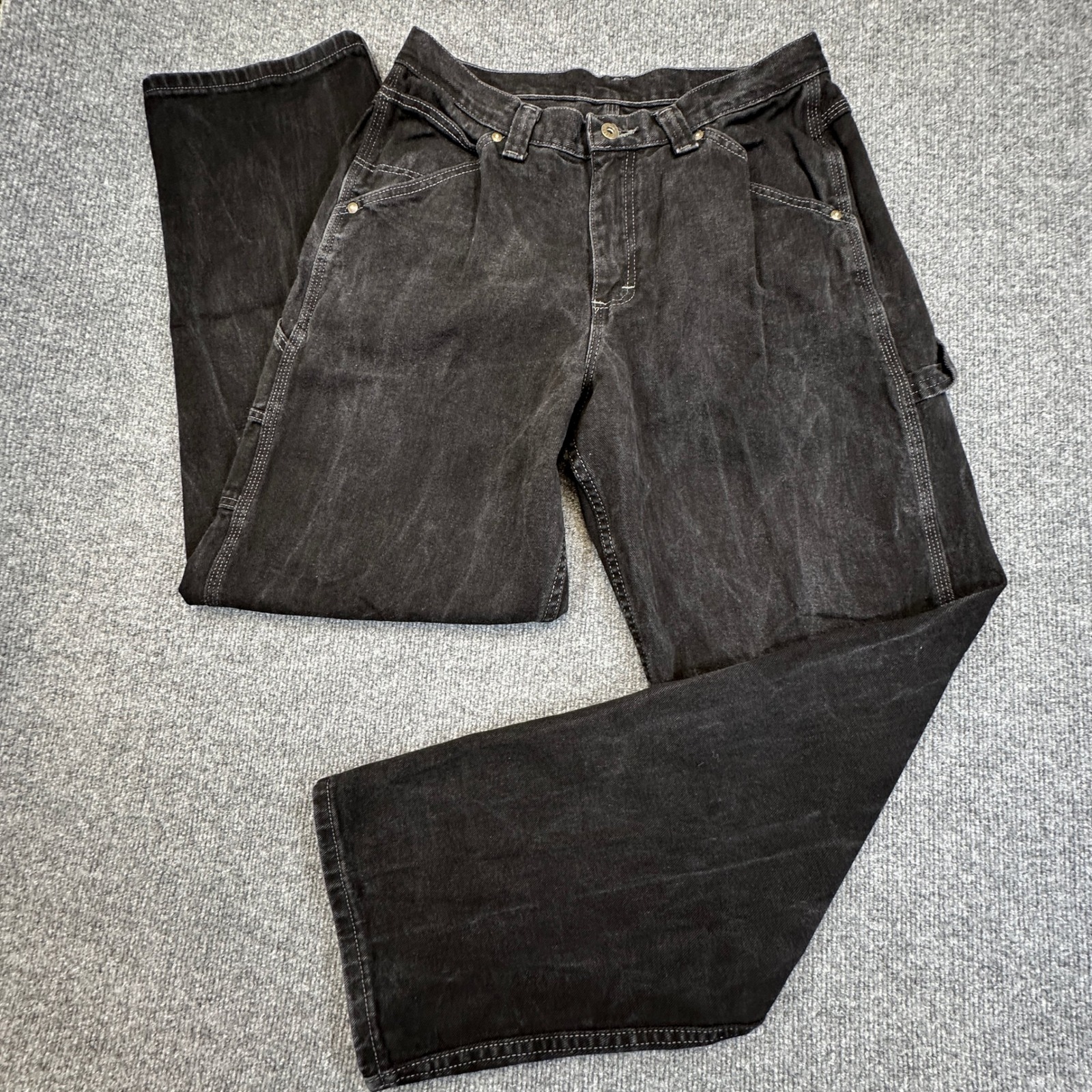 Lee Dungarees Carpenter Jeans Mens 33x32 (Fits As 32x31) Black Vintage Y2k Baggy